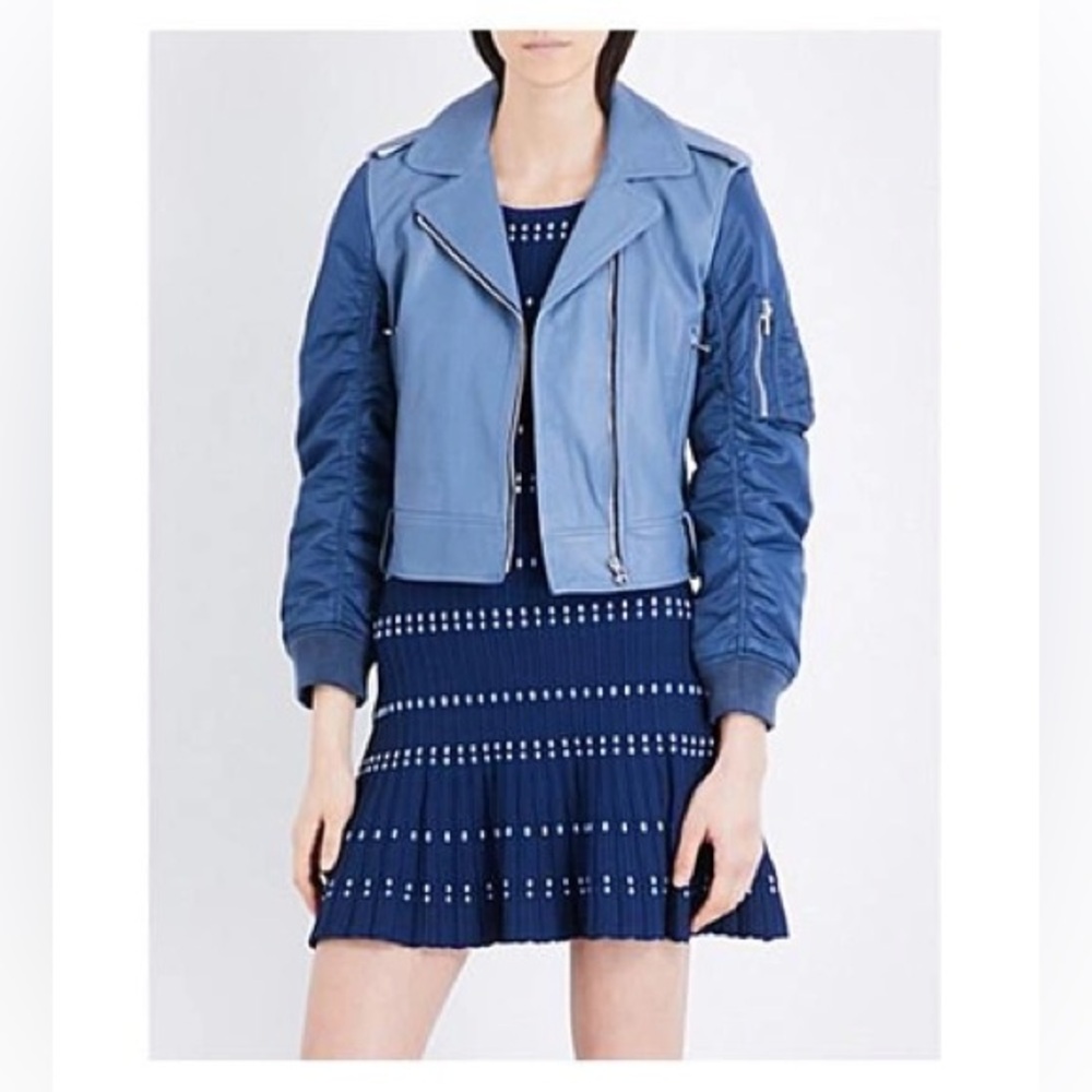 Sandro Women's Ruched Leather Biker Jacket